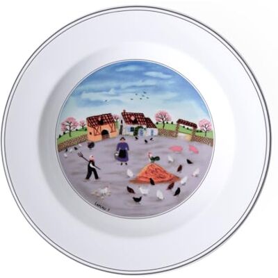 Villeroy & Boch Villeroy und Boch Design Naif polévkový talíř "Kuhnerhof", 21 cm, prémiový porcelán, bílý/barevný Villeroy & Boch Villeroy und Boch Design Naif polévkový talíř "Kuhnerhof", 21 cm, prémiový porcelán, bílý/barevný