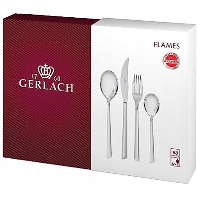 Gerlach Flames sada příborů pro 12 osob, vhodné do myčky nádobí, jídelní příbor ušlechtilá ocel, elegantní jídelní příbor, nůž, vidlička, lžička, čajová lžička, vidlička, vidlička, omáčka, lžíce, Gerlach Flames sada příborů pro 12 osob, vhodné do myčky nádobí, jídelní příbor ušlechtilá ocel, elegantní jídelní příbor, nůž, vidlička, lžička, čajová lžička, vidlička, vidlička, omáčka, lžíce,