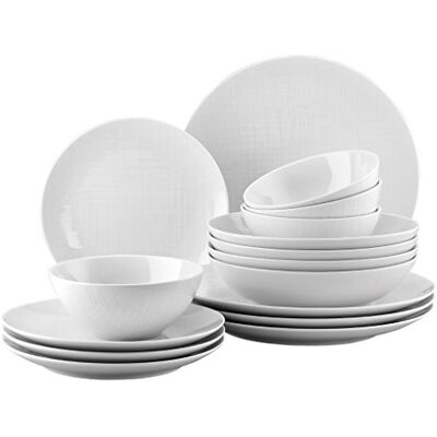 Rosenthal 11770-800001-28370 Mesh sada 16dílná, 4 kusy, talíře (hluboké 21 cm, ploché 21/27 cm), misky na müsli 14 cm, bílá Rosenthal 11770-800001-28370 Mesh sada 16dílná, 4 kusy, talíře (hluboké 21 cm, ploché 21/27 cm), misky na müsli 14 cm, bílá