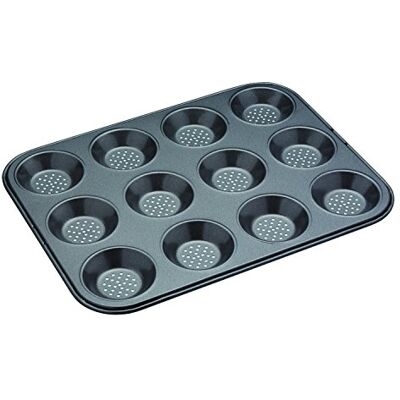 Master Class MasterClass Crusty Bake Pečicí plech na pečení z mátových koláčů s nepřilnavým povrchem bez PTFE, PFOA a BPA, robustní 1 mm silná uhlíková ocel, 32 x 24 cm, forma na dorty 12 otvorů, šedý Master Class MasterClass Crusty Bake Pečicí plech na pečení z mátových koláčů s nepřilnavým povrchem bez PTFE, PFOA a BPA, robustní 1 mm silná uhlíková ocel, 32 x 24 cm, forma na dorty 12 otvorů, šedý