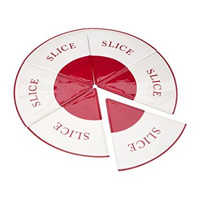 Premier Housewares Premier Pizza Slice Teller, Hollyholz, 6er Set, rot, cremefarbenes Steingut Premier Housewares Premier Pizza Slice Teller, Hollyholz, 6er Set, rot, cremefarbenes Steingut