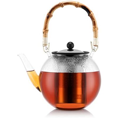 Bodum Assam vařič čaje s filtrem z ušlechtilé oceli a uchem, sklo, bambus/transparentní nerezová ocel, 16. 4 cm, 16. 4 x 20. 3 x 27. 4 cm Bodum Assam vařič čaje s filtrem z ušlechtilé oceli a uchem, sklo, bambus/transparentní nerezová ocel, 16. 4 cm, 16. 4 x 20. 3 x 27. 4 cm