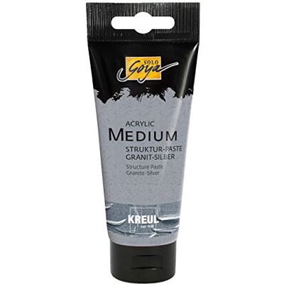 KREUL 85401 – Solo Goya Acrylic Medium, 100 ml tuba, strukturovaná pasta žula stříbrná, těstovinová tmel, schne hedvábně matný a krycí KREUL 85401 – Solo Goya Acrylic Medium, 100 ml tuba, strukturovaná pasta žula stříbrná, těstovinová tmel, schne hedvábně matný a krycí
