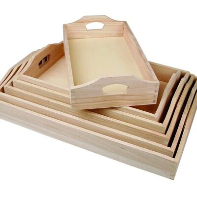 Creativ Creotime Whi57522 sada dřevěných podnosů 6 kusů různých velikostí podnos Creativ Creotime Whi57522 sada dřevěných podnosů 6 kusů různých velikostí podnos