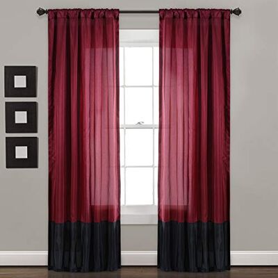 Lush Decor Milione Fiori sada závěsů na okno pro obývací pokoj, jídelnu, ložnici (pár), Polyester, Merlot & černá, 42" W x 84" L Lush Decor Milione Fiori sada závěsů na okno pro obývací pokoj, jídelnu, ložnici (pár), Polyester, Merlot & černá, 42" W x 84" L