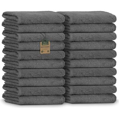 NatureMark Ručníky pro hosty – balení 20 ks (30 x 50 cm), 100% bavlna, certifikováno Öko-Tex, měkké, savé a snadno udržovatelné – do koupelny, pro hosty a wellness – antracitová šedá NatureMark Ručníky pro hosty – balení 20 ks (30 x 50 cm), 100% bavlna, certifikováno Öko-Tex, měkké, savé a snadno udržovatelné – do koupelny, pro hosty a wellness – antracitová šedá