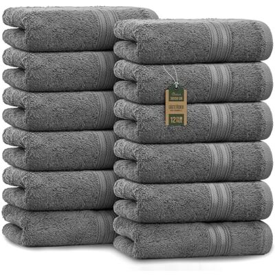 NatureMark Ručníky pro hosty – balení 12 ks (30 x 50 cm), 100% bavlna, certifikováno Öko-Tex, měkké, savé a snadno udržovatelné – do koupelny, pro hosty a spa – antracitová/šedá NatureMark Ručníky pro hosty – balení 12 ks (30 x 50 cm), 100% bavlna, certifikováno Öko-Tex, měkké, savé a snadno udržovatelné – do koupelny, pro hosty a spa – antracitová/šedá