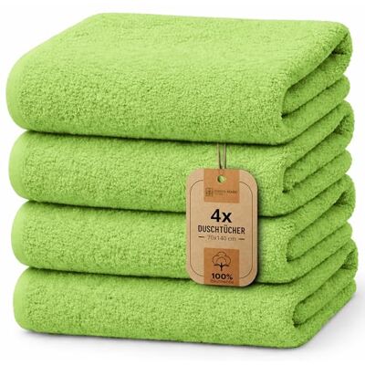 NatureMark 4dílná sada osušek – měkké a savé osušky ze 100% bavlny, vhodné pro každodenní použití – zelené jablko, 70 x 140 cm NatureMark 4dílná sada osušek – měkké a savé osušky ze 100% bavlny, vhodné pro každodenní použití – zelené jablko, 70 x 140 cm