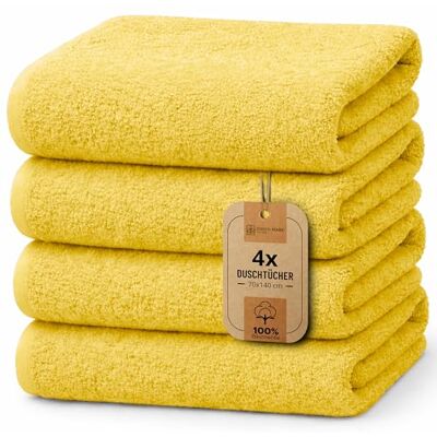 NatureMark 4dílná sada osušek – měkké a savé osušky ze 100% bavlny, vhodné pro každodenní použití – žlutá, 70 x 140 cm NatureMark 4dílná sada osušek – měkké a savé osušky ze 100% bavlny, vhodné pro každodenní použití – žlutá, 70 x 140 cm