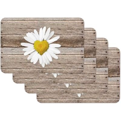 Venilia Stolní sada Margerite, květinový vzor, prostírání do jídelny, jídelního stolu, podložky pod talíře, omyvatelné, vhodné pro potraviny, 45 x 30 cm, 4 kusy, 59104 Venilia Stolní sada Margerite, květinový vzor, prostírání do jídelny, jídelního stolu, podložky pod talíře, omyvatelné, vhodné pro potraviny, 45 x 30 cm, 4 kusy, 59104