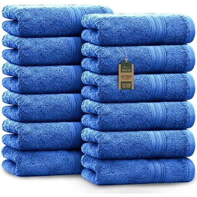 NatureMark Ručníky pro hosty – balení 12 ks (30 x 50 cm), 100% bavlna, certifikováno Öko-Tex, měkké, savé a snadno udržovatelné – do koupelny, pro hosty a spa – královská modrá NatureMark Ručníky pro hosty – balení 12 ks (30 x 50 cm), 100% bavlna, certifikováno Öko-Tex, měkké, savé a snadno udržovatelné – do koupelny, pro hosty a spa – královská modrá