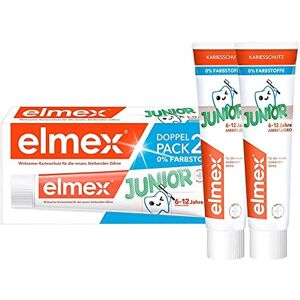 ELMEX Zubní pasta Junior, dvojité balení (2 x 75 ml) zubní pasta pro děti 6-12 let s jemnou chutí ELMEX Zubní pasta Junior, dvojité balení (2 x 75 ml) zubní pasta pro děti 6-12 let s jemnou chutí