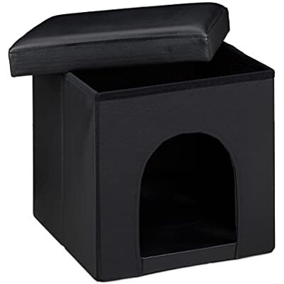 Relaxdays Box na psa taburet v x š x h: 38 x 38 x 38 cm Stabilní sedací kostka s praktickou jeskyní pro psy a kočky z kvalitní umělé kůže a odnímání víka pro váš obytný prostor, černá Relaxdays Box na psa taburet v x š x h: 38 x 38 x 38 cm Stabilní sedací kostka s praktickou jeskyní pro psy a kočky z kvalitní umělé kůže a odnímání víka pro váš obytný prostor, černá