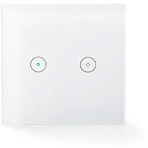 NEDIS SmartLife nástěnný vypínač Wi-Fi duální nástěnný držák 1000 W Android/iOS sklo bílý NEDIS SmartLife nástěnný vypínač Wi-Fi duální nástěnný držák 1000 W Android/iOS sklo bílý