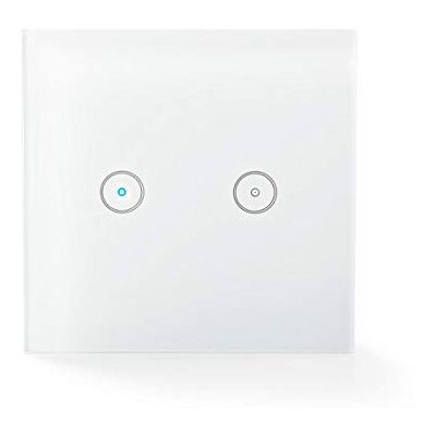 NEDIS SmartLife nástěnný vypínač Wi-Fi duální nástěnný držák 1000 W Android/iOS sklo bílý NEDIS SmartLife nástěnný vypínač Wi-Fi duální nástěnný držák 1000 W Android/iOS sklo bílý