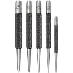 Starrett S816PC 5-teiliges Stanzset, 3 Stechlocher mit 5/64"-5/32" Durchmesser und 2 Körner mit 1/16" und 3/32" Durchmesser, im Kunststoffkoffer Starrett S816PC 5-teiliges Stanzset, 3 Stechlocher mit 5/64"-5/32" Durchmesser und 2 Körner mit 1/16" und 3/32" Durchmesser, im Kunststoffkoffer