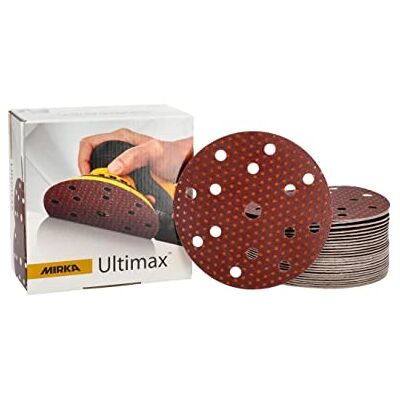 Mirka Brusný papír Ultimax Ø150 mm suchý zip 15 otvorů zrno P180 Brusný papír Zrno P180 s 15 otvory suchý zip pro excentrické brusky ideální pro dřevo minerální materiály staré laky Mirka Brusný papír Ultimax Ø150 mm suchý zip 15 otvorů zrno P180 Brusný papír Zrno P180 s 15 otvory suchý zip pro excentrické brusky ideální pro dřevo minerální materiály staré laky