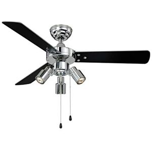 AireRyder Stropní ventilátor Cyrus s osvětlením, tichý ventilátor s tahovým spínačem v lesklém chromovém designu, otočné křídlo v černé / stříbrné, průměr 107 cm, (barva: chrom a černá / stříbrná) AireRyder Stropní ventilátor Cyrus s osvětlením, tichý ventilátor s tahovým spínačem v lesklém chromovém designu, otočné křídlo v černé / stříbrné, průměr 107 cm, (barva: chrom a černá / stříbrná)