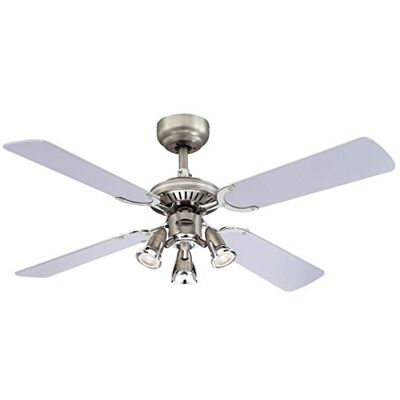 Westinghouse 105 cm stropní ventilátor Princess Euro 72112 se třemi zářiči a čtyřmi křídly, provedení v tmavém cínu/chromu Westinghouse 105 cm stropní ventilátor Princess Euro 72112 se třemi zářiči a čtyřmi křídly, provedení v tmavém cínu/chromu