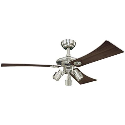 Westinghouse Lighting Audubon 7211940 stropní ventilátor, A++ to E, kov, GU10, kartáčovaný nikl, 122 x 122 x 39 cm Westinghouse Lighting Audubon 7211940 stropní ventilátor, A++ to E, kov, GU10, kartáčovaný nikl, 122 x 122 x 39 cm