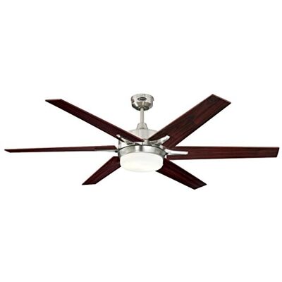 Westinghouse 72077 Cayuga stropní ventilátor 152 cm, kartáčovaný nikl, pro vnitřní použití, sada svítidel s opálovým sklem Westinghouse 72077 Cayuga stropní ventilátor 152 cm, kartáčovaný nikl, pro vnitřní použití, sada svítidel s opálovým sklem