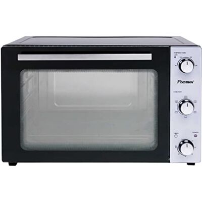 Bestron Mini trouba AOV55 2 v 1 s otočným špízem, 55 litrů, 2000 W, nerezová ocel, černá Bestron Mini trouba AOV55 2 v 1 s otočným špízem, 55 litrů, 2000 W, nerezová ocel, černá