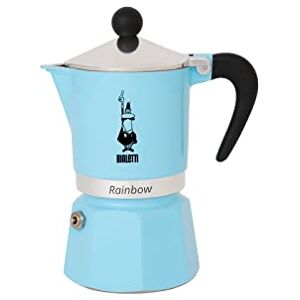 Bialetti 5041 Rainbow Caffettiera Colorata, Alluminio, Azzurro, 1 tazza, světle modrá Bialetti 5041 Rainbow Caffettiera Colorata, Alluminio, Azzurro, 1 tazza, světle modrá