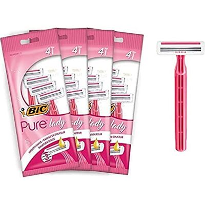 BIC Pure Lady holicí strojek dámské, 16 jednorázových holicích strojků vždy se 3 čepelemi, s vitaminem E & bambuckým máslem pro jemné holení BIC Pure Lady holicí strojek dámské, 16 jednorázových holicích strojků vždy se 3 čepelemi, s vitaminem E & bambuckým máslem pro jemné holení