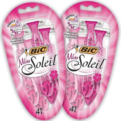 BIC Miss Soleil holicí strojek dámský, 8 jednorázových holicích strojků vždy se 3 čepelemi, s vitaminem E pro jemné holení BIC Miss Soleil holicí strojek dámský, 8 jednorázových holicích strojků vždy se 3 čepelemi, s vitaminem E pro jemné holení