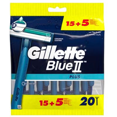 Gillette Gilette BlueII Plus jednorázové čepele pro muže, 20 kusů Gillette Gilette BlueII Plus jednorázové čepele pro muže, 20 kusů