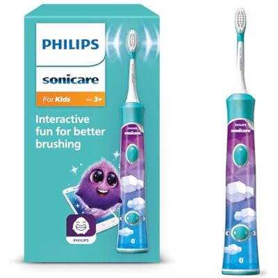 Philips Sonicare For Kids Elektrický zubní kartáček HX6322 / 04, se zvukovou technologií, pro děti, šetrné čištění, tyrkysová Philips Sonicare For Kids Elektrický zubní kartáček HX6322 / 04, se zvukovou technologií, pro děti, šetrné čištění, tyrkysová