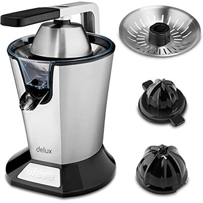 Ufesa Odšťavňovač EX4950 lis na citrusy s 600 W, elektrický lis na šťávu z ušlechtilé oceli, lis na citróny, lis na pomeranče, limetky, bez BPA, černý Ufesa Odšťavňovač EX4950 lis na citrusy s 600 W, elektrický lis na šťávu z ušlechtilé oceli, lis na citróny, lis na pomeranče, limetky, bez BPA, černý