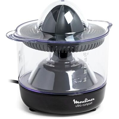 Moulinex Ultra Compact lis na citrusy, odšťavňovač, lis na pomeranče, automatické zapnutí, velký objem, 2cestná rotace, ochranný kryt, snadné skladování, objem 450 ml, černý, PC120870 Moulinex Ultra Compact lis na citrusy, odšťavňovač, lis na pomeranče, automatické zapnutí, velký objem, 2cestná rotace, ochranný kryt, snadné skladování, objem 450 ml, černý, PC120870