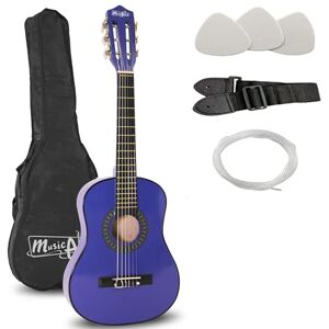 Music Alley MA-52 30 palců Junior klasická kytara pro děti, akustická kytara s nylonovými strunami, taška a online výuka, modrá Music Alley MA-52 30 palců Junior klasická kytara pro děti, akustická kytara s nylonovými strunami, taška a online výuka, modrá