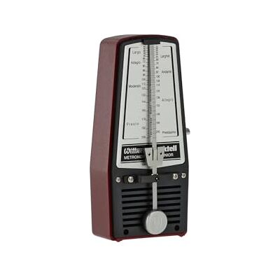 Wittner Metronom Taktell Junior série 820 plastový kryt bez zvonku rubínově červená mechanické k natahování nejsou nutné baterie Made in Germany Wittner Metronom Taktell Junior série 820 plastový kryt bez zvonku rubínově červená mechanické k natahování nejsou nutné baterie Made in Germany