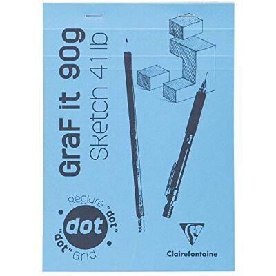 Clairefontaine 96693C skicák Graf it, DIN A4, 21 x 29,7 cm, 80 listů, 90 g, 80 listů, DOT linkování, sešité, ideální pro suché technologie, 1 kus, nebeská modrá Clairefontaine 96693C skicák Graf it, DIN A4, 21 x 29,7 cm, 80 listů, 90 g, 80 listů, DOT linkování, sešité, ideální pro suché technologie, 1 kus, nebeská modrá