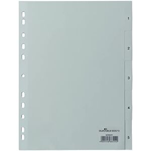 Durable registr čísel 650510 (A4, reliéfní karty 1-5, PP s plnou krycí vrstvou) 25 kusů, šedá Durable registr čísel 650510 (A4, reliéfní karty 1-5, PP s plnou krycí vrstvou) 25 kusů, šedá