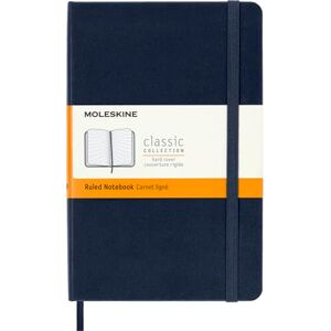 Moleskine Klasický poznámkový blok, linkovaný poznámkový blok, tvrdé desky a elastický uzávěr, střední formát 11,5 x 18 cm, safírově modrá, 208 stran Moleskine Klasický poznámkový blok, linkovaný poznámkový blok, tvrdé desky a elastický uzávěr, střední formát 11,5 x 18 cm, safírově modrá, 208 stran