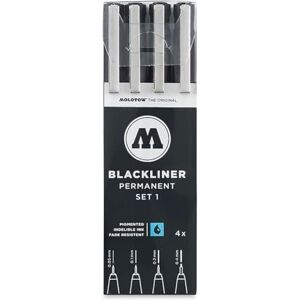 Molotow Blackliner (Fineliner s permanentním inkoustem na dokumenty, tloušťka linky 0,05 mm až 0,4 mm) 4dílné pouzdro černé Molotow Blackliner (Fineliner s permanentním inkoustem na dokumenty, tloušťka linky 0,05 mm až 0,4 mm) 4dílné pouzdro černé