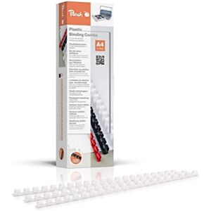 Peach Plastový vázací hřbet A4-8 mm 45 listů 100 kusů bílý PB408-01 Peach Plastový vázací hřbet A4-8 mm 45 listů 100 kusů bílý PB408-01