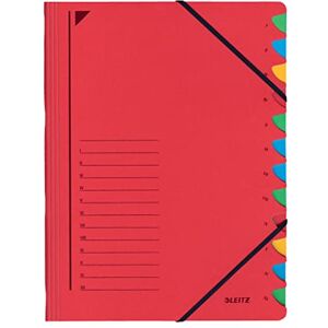 Leitz 39120025 složka, 12 přihrádek, karton Colorspanon, červená Leitz 39120025 složka, 12 přihrádek, karton Colorspanon, červená