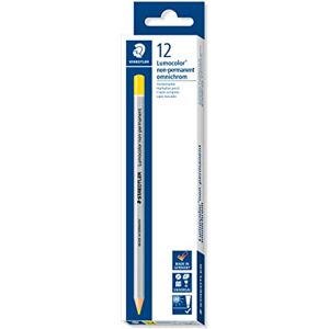 Staedtler 108-1 Lumocolor omnichrom suchý popisovač, 12 kusů v kartonovém pouzdře non-permanentní, žlutý Staedtler 108-1 Lumocolor omnichrom suchý popisovač, 12 kusů v kartonovém pouzdře non-permanentní, žlutý