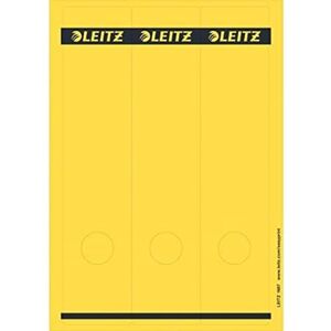 Leitz PC-beschriftbare Rückenschilder selbstklebend für Standard- und Hartpappe-Ordner, 75 Stück, Langes und breites Format, 62 x 285 mm, Papier, gelb, 16870015 Leitz PC-beschriftbare Rückenschilder selbstklebend für Standard- und Hartpappe-Ordner, 75 Stück, Langes und breites Format, 62 x 285 mm, Papier, gelb, 16870015