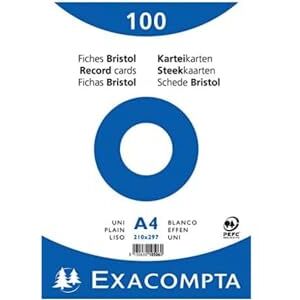 Exacompta 10506E balení 100 ks kartotéční lístky prázdné DIN A4 ve fólii 21 x 29,7 cm ideální do školy a univerzity pro učení bílé Exacompta 10506E balení 100 ks kartotéční lístky prázdné DIN A4 ve fólii 21 x 29,7 cm ideální do školy a univerzity pro učení bílé