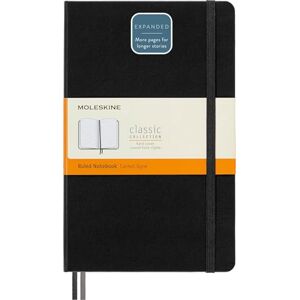 Moleskine Klasický rozšířený linkovaný poznámkový blok tvrdá obálka a elastický uzávěr barva černá velikost velká 13 x 21 A5 400 stran Moleskine Klasický rozšířený linkovaný poznámkový blok tvrdá obálka a elastický uzávěr barva černá velikost velká 13 x 21 A5 400 stran