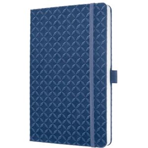 Sigel JN101 zápisník A5 linkovaný tmavě modrý, deník Jolie, Hardcover, gumová páska, poutko na tužky, vkládací kapsa, veganské, z udržitelného papíru Sigel JN101 zápisník A5 linkovaný tmavě modrý, deník Jolie, Hardcover, gumová páska, poutko na tužky, vkládací kapsa, veganské, z udržitelného papíru
