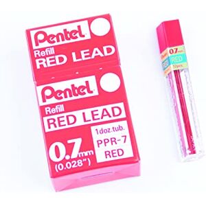 Pentel Náplň PPR z 12 náplní pro mechanické tužky, 0,7 mm 12 kusů, červená Pentel Náplň PPR z 12 náplní pro mechanické tužky, 0,7 mm 12 kusů, červená
