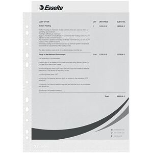 Esselte Sada prospektových obalů, 100 kusů, formát A4 s univerzálním děrováním, bezbarvý s matným povrchem, 0,043 mm PP fólie, 56133 Esselte Sada prospektových obalů, 100 kusů, formát A4 s univerzálním děrováním, bezbarvý s matným povrchem, 0,043 mm PP fólie, 56133