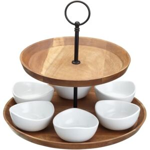 Artesa Artesà 2patrový stojan na tapas a pokrmy, stojan na pokrmy se 6 miniporcelánovými miskami, dřevěný stojan na koláče a ruční práce v dárkové krabičce, 24 x 25 cm, hnědý a černý Artesa Artesà 2patrový stojan na tapas a pokrmy, stojan na pokrmy se 6 miniporcelánovými miskami, dřevěný stojan na koláče a ruční práce v dárkové krabičce, 24 x 25 cm, hnědý a černý