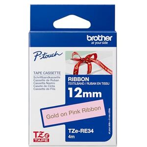 Brother Originální textilní páska P-touch TZe-RE34, 12 mm zlatá na růžové (mimo jiné pro P-touch H200, H100LB/R, H105, E100/VP, D200/BW/VP, D210/VP) Brother Originální textilní páska P-touch TZe-RE34, 12 mm zlatá na růžové (mimo jiné pro P-touch H200, H100LB/R, H105, E100/VP, D200/BW/VP, D210/VP)